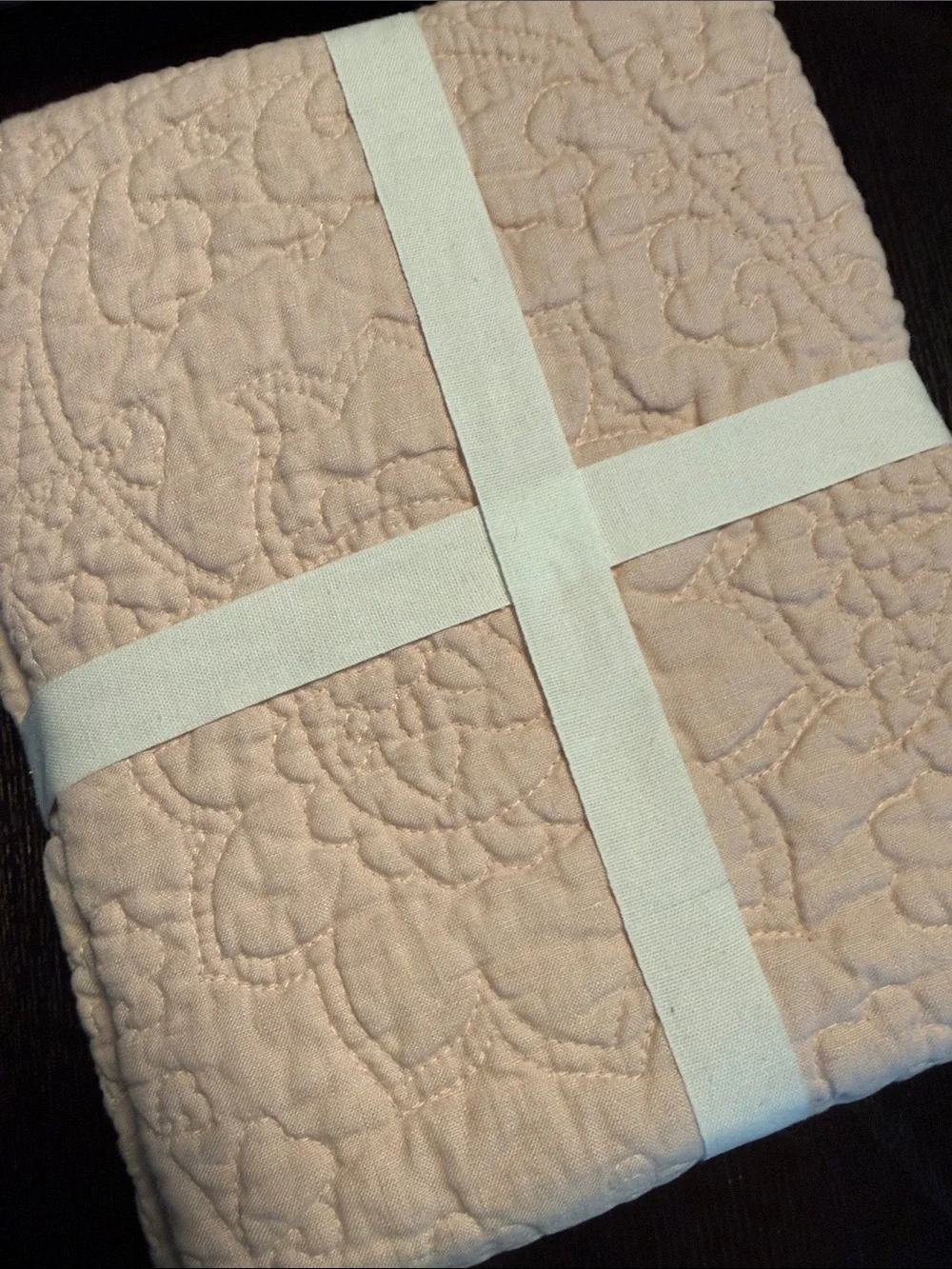 Pottery Barn Belgian Flax Linen Quilted Standard Shams Set/2 Pale Pink